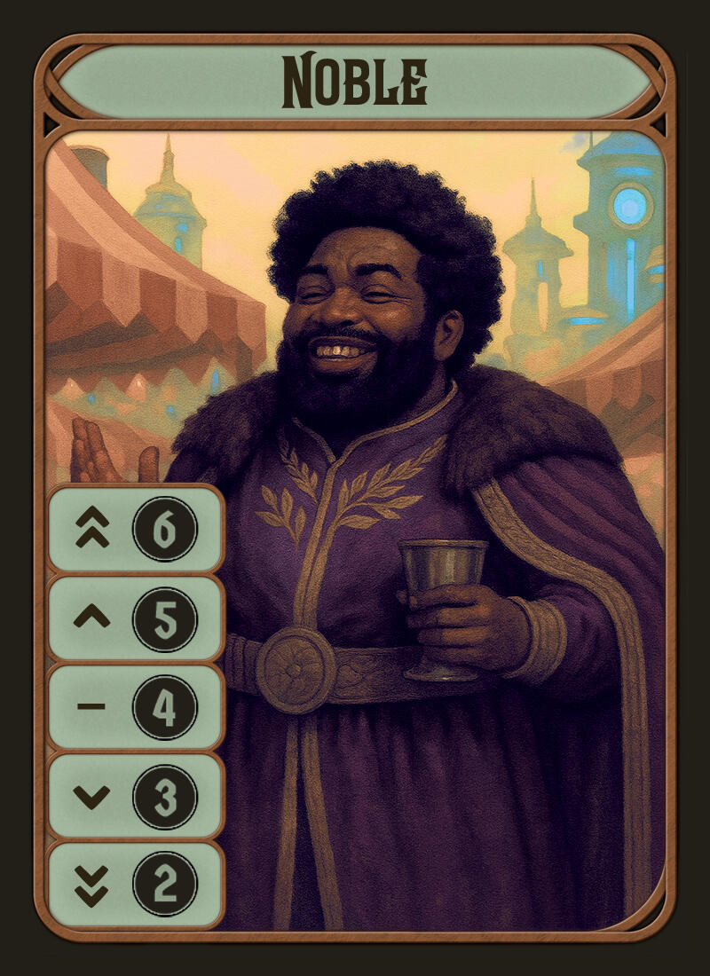 Noble Customer Card: Noble, who pays well for all recipe tiers